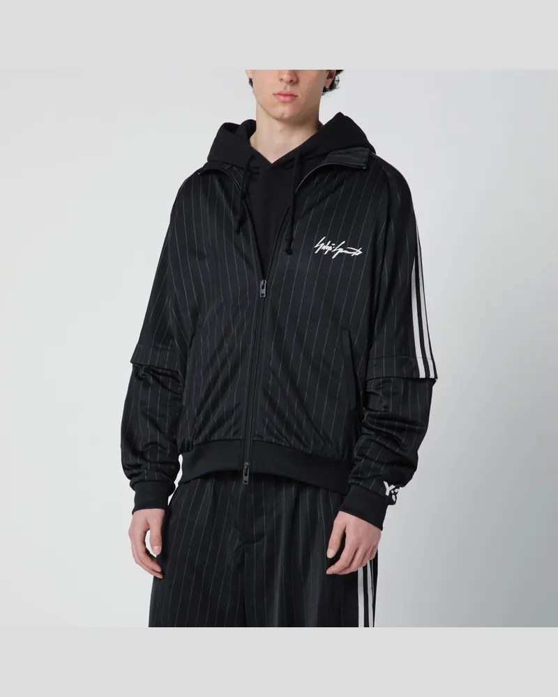 adidas Schwarzes wandelbares Sweatshirt mit Nadelstreifenmuster 