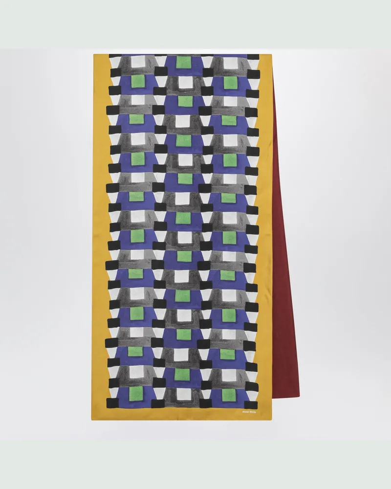 Miu Miu Bedrucktes Seidentwill-Tuch indigo/senf Multicolor