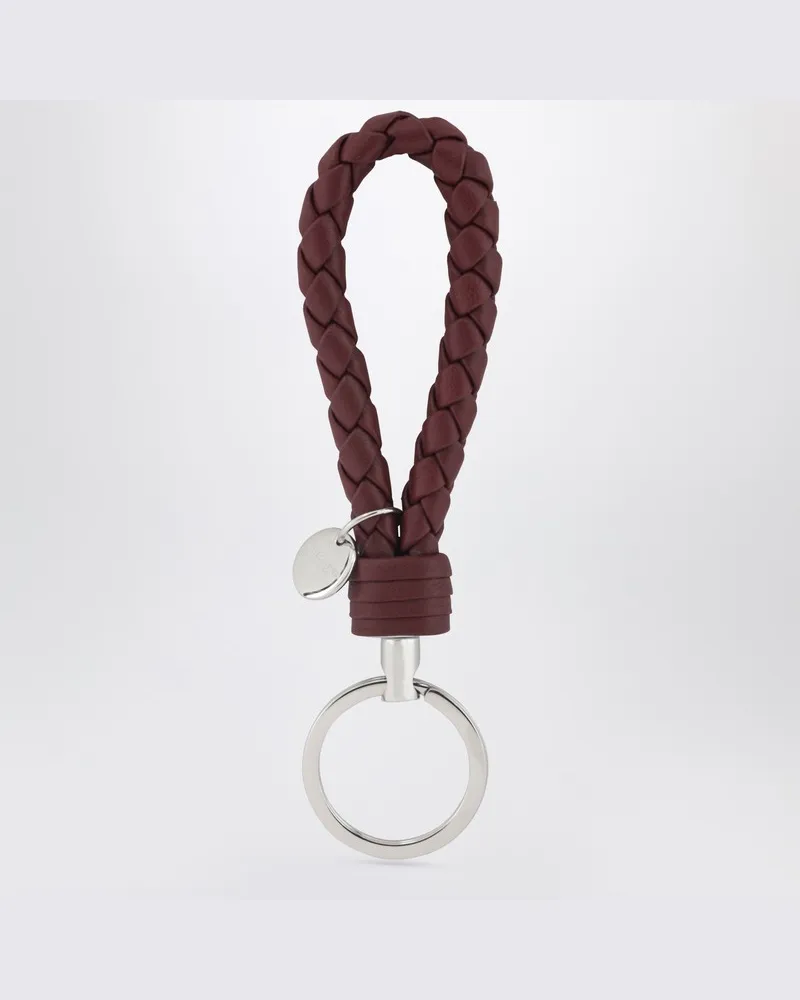Bottega Veneta Intrecciato Schlüsselanhänger in Bordeaux Burgunderrot