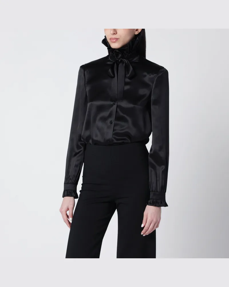 Gucci Hemd aus Seidensatin mit einer Schleife Black