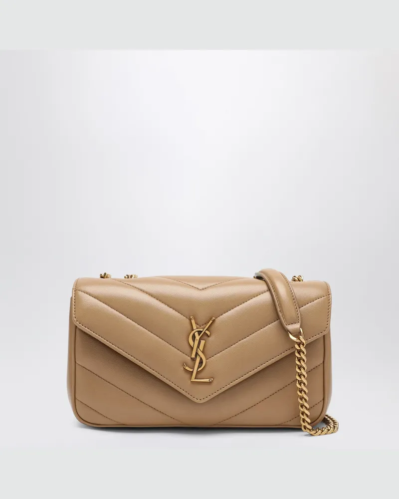 Saint Laurent Kleine hellbraune LouLou-Tasche aus Leder Beige