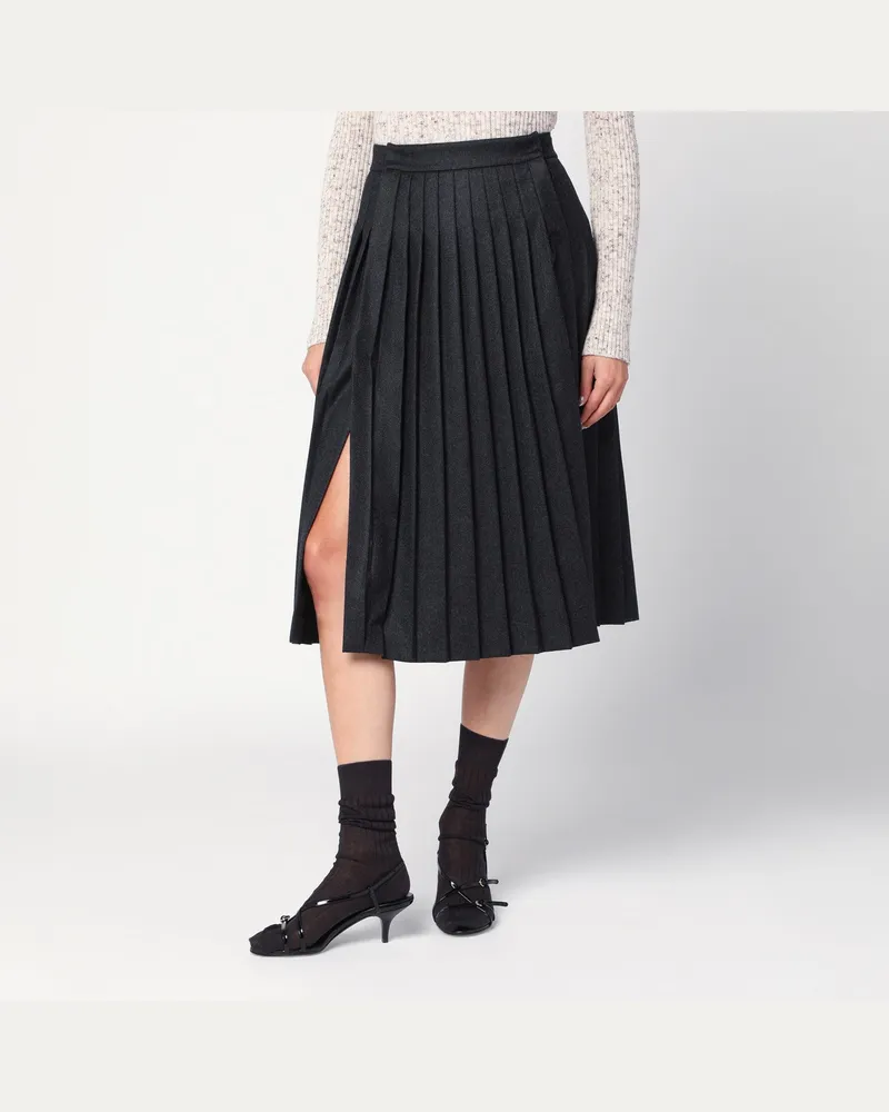 Prada Grauer Plissee-Wollrock 