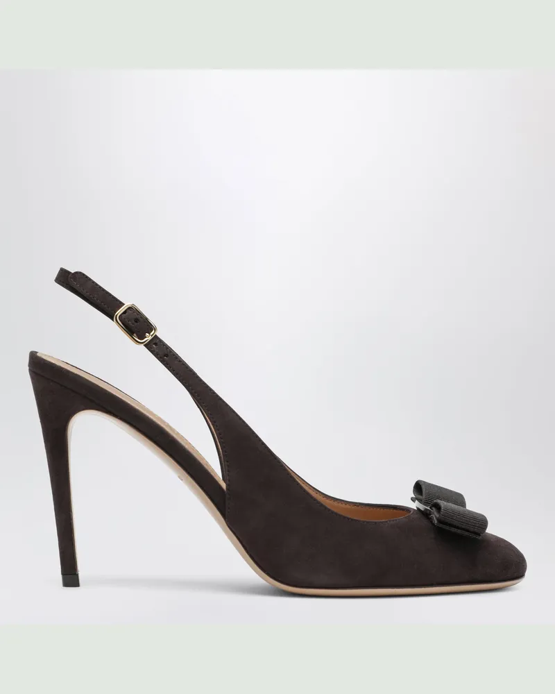 Ferragamo Vara Slingbacks mit Schleife Dunkelbraun Brown