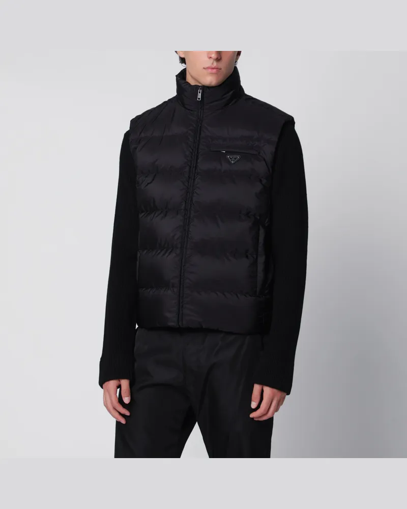 Prada Schwarze wattierte Weste aus Re-Nylon Black