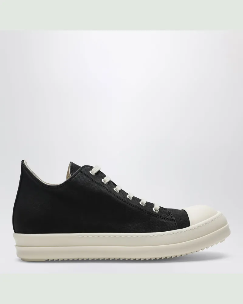DRKSHDW by Rick Owens Temple Low Sneaker aus schwarzem/milchweißem Denim Black