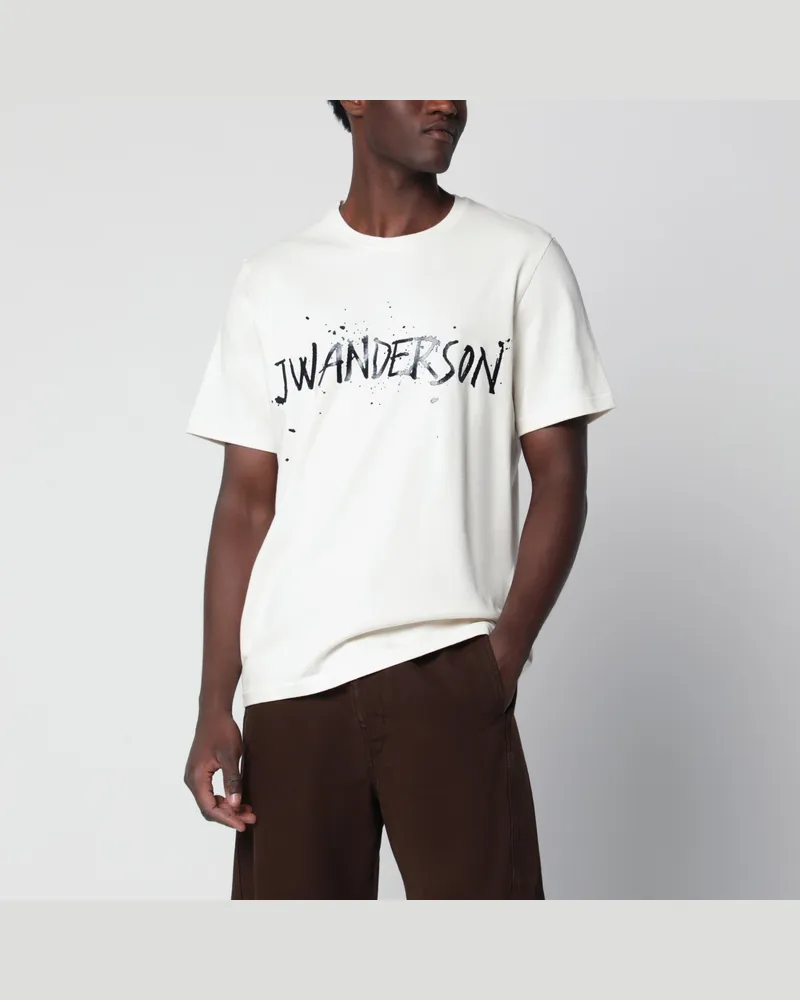 J.W.Anderson T-Shirt Circular aus Baumwolle in Ecru Beige