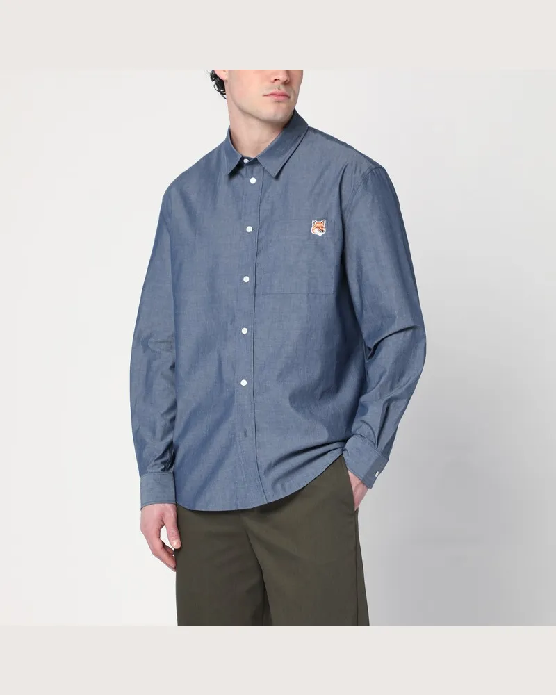 Kitsuné Indigoblaues Baumwollhemd Blau