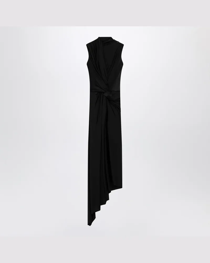 Balenciaga Schwarzes drapiertes Midikleid Black