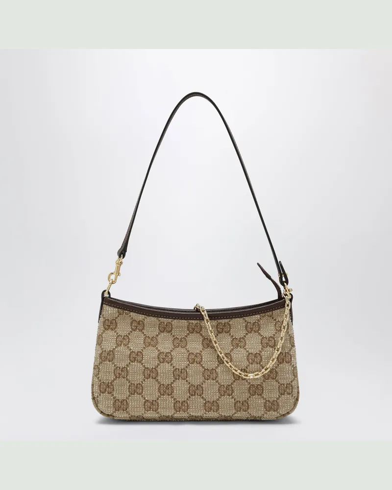 Gucci Braune Gossip-Schultertasche aus GG-Gewebe Beige