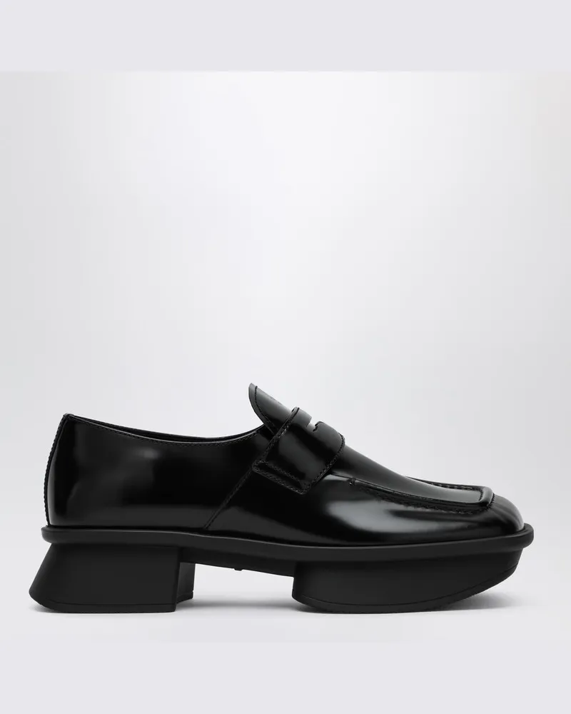 Prada Schwarze gebürstete Leder-Mokassins Gleich Schwarz
