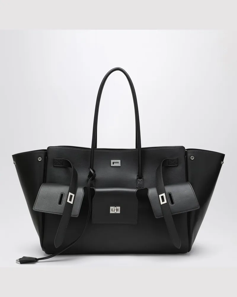 Balenciaga Große Tasche Carry All Bel Air aus schwarzem Leder Schwarz