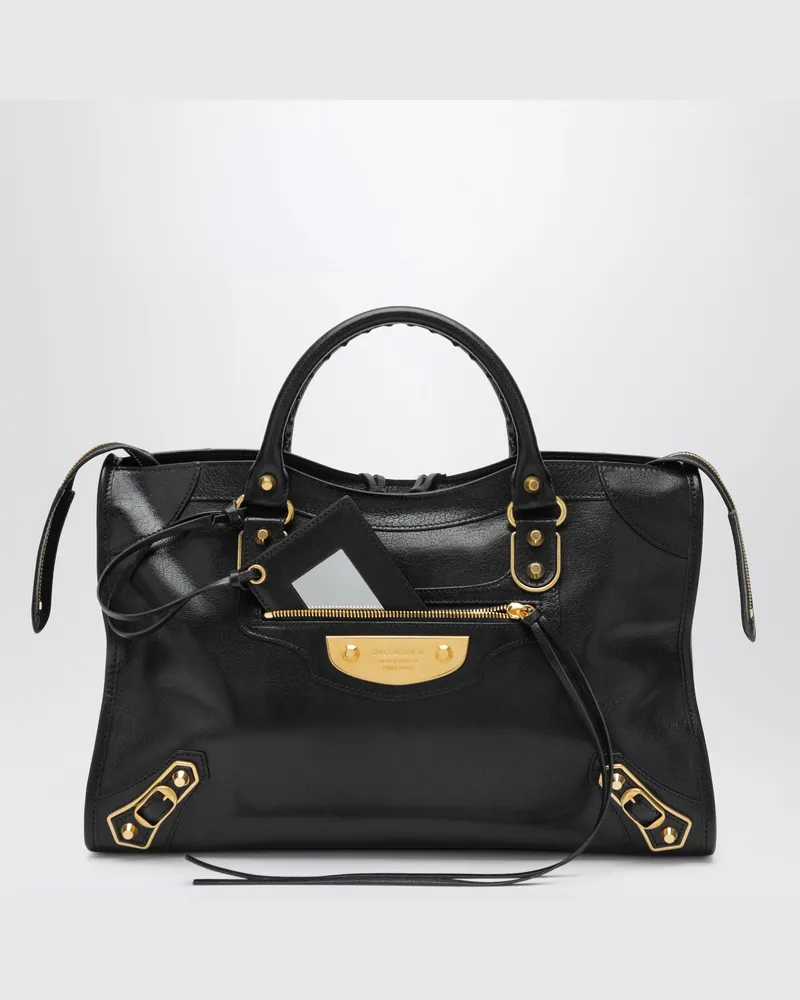 Balenciaga Tasche Le City Uptown Medium aus schwarzem Ziegenleder Black