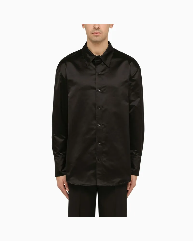 Saint Laurent Schwarzes Seidenhemd Schwarz