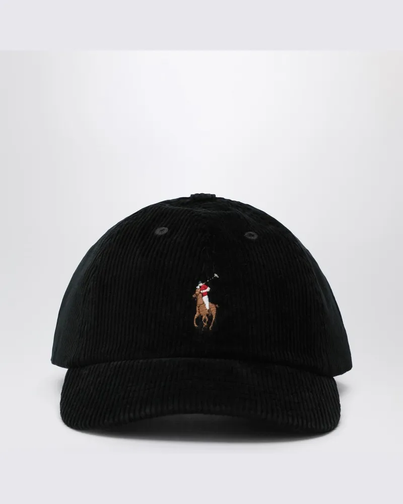 Ralph Lauren Schwarze Cord-Baseballkappe Schwarz