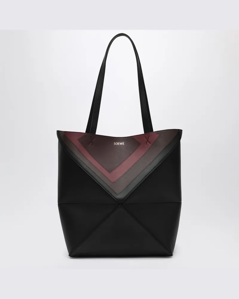 Loewe Mittelgroße Puzzle Fold Tote Tasche Schwarz/Burgunder Schwarz