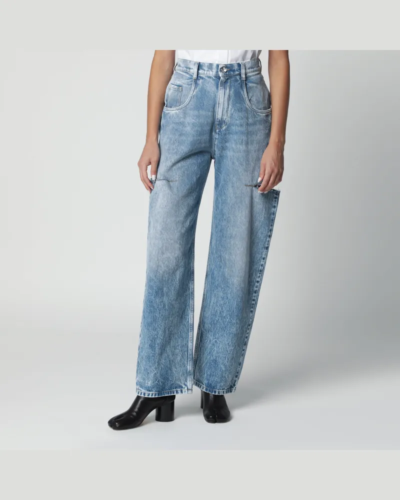 Maison Margiela Weite blaue Jeans mit Rissen Blue