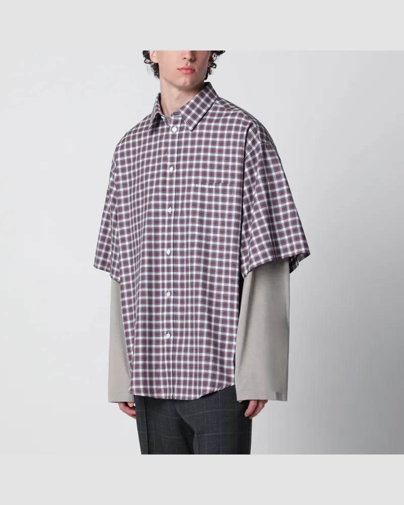 Balenciaga Wrong Sleeve Hemd aus Popeline mit roten/navyblauen Karos Red