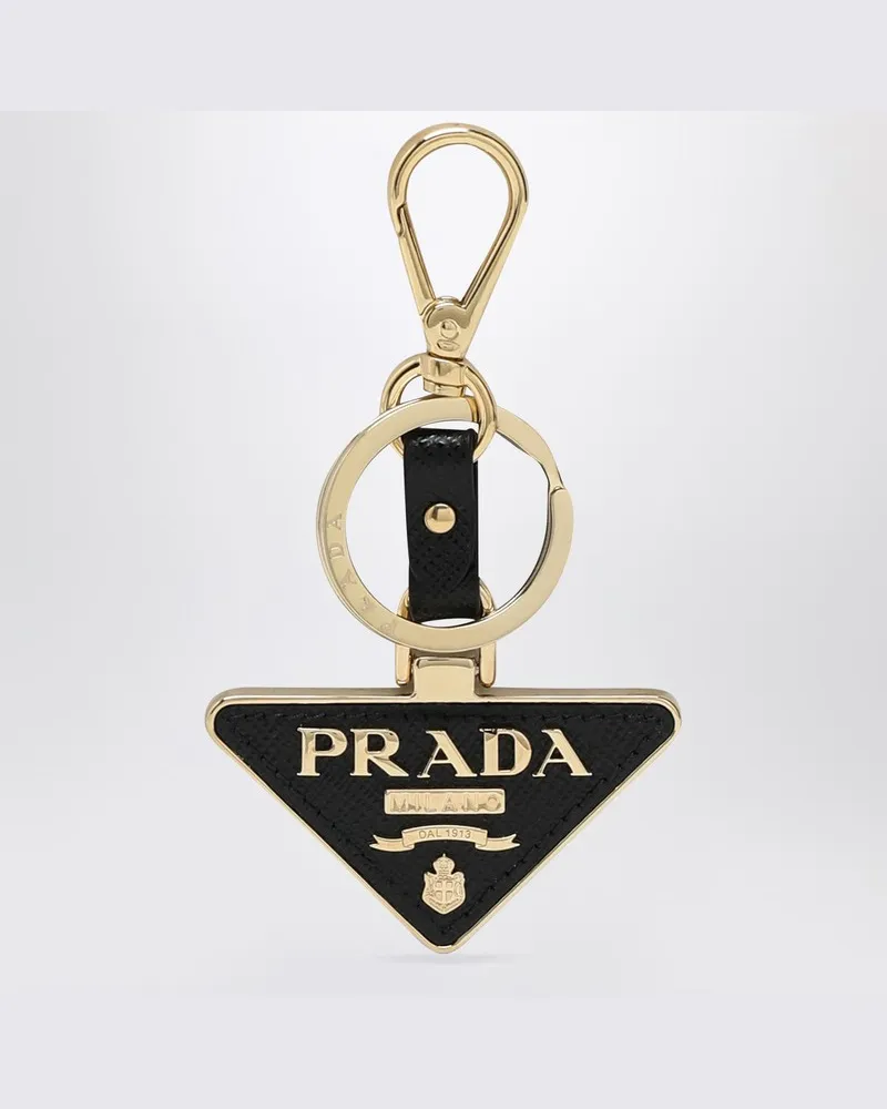 Prada Schlüsselanhänger mit schwarzem Dreieckslogo Schwarz