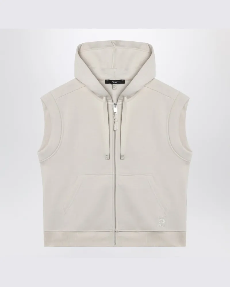 Max Mara Elfenbeinfarbene Weste aus Baumwollfleece Blau