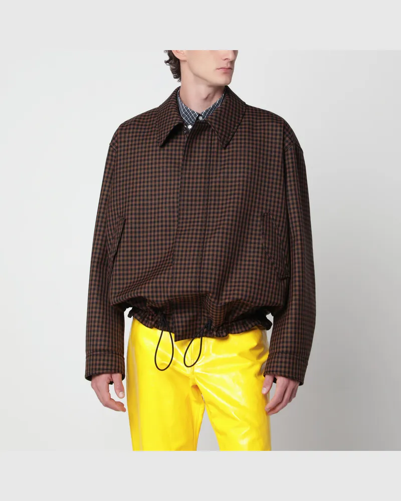 Loewe Braun-schwarz karierte Wolljacke Brown