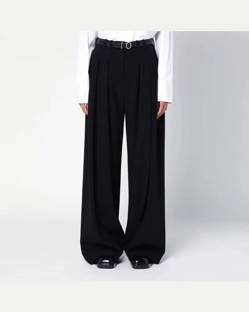 Jil Sander Weite schwarze Hose mit Gürtel Schwarz