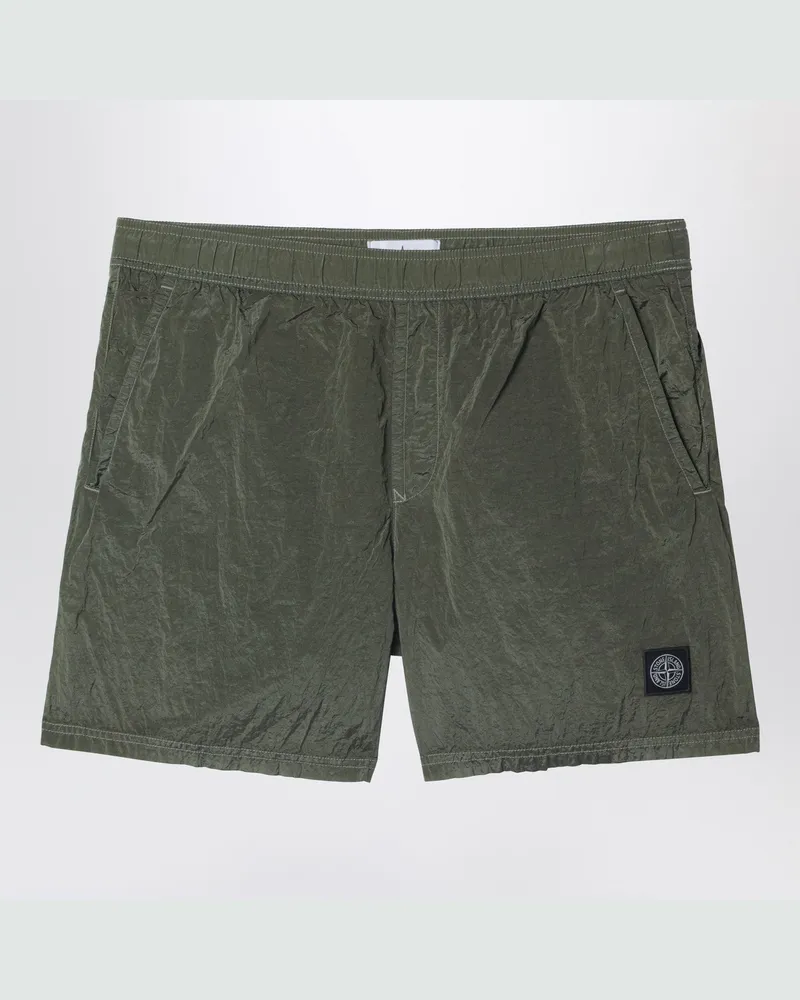 Stone Island Militärgrüne Badeshorts aus Nylon Green