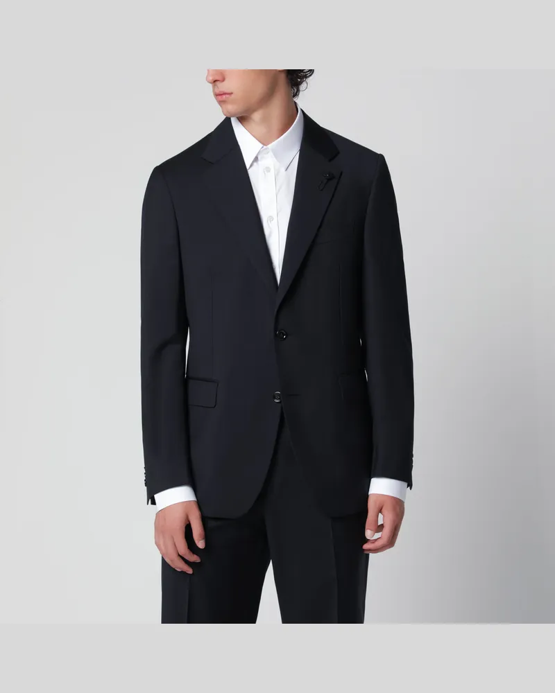 LARDINI Blaue einreihige Jacke aus Wolle Blue