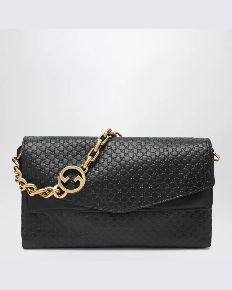 Gucci Große schwarze Schultertasche mit Kette Schwarz