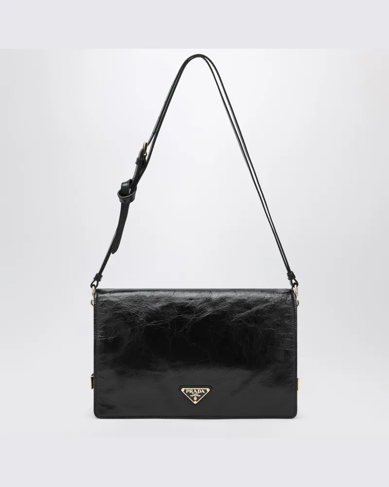 Prada Mittlere Schultertasche schwarz aus Leder Schwarz