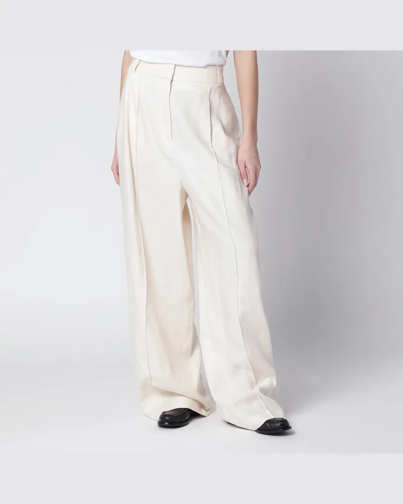 Loro Piana Lodger Hose aus Leinen und Wolle in Elfenbein White