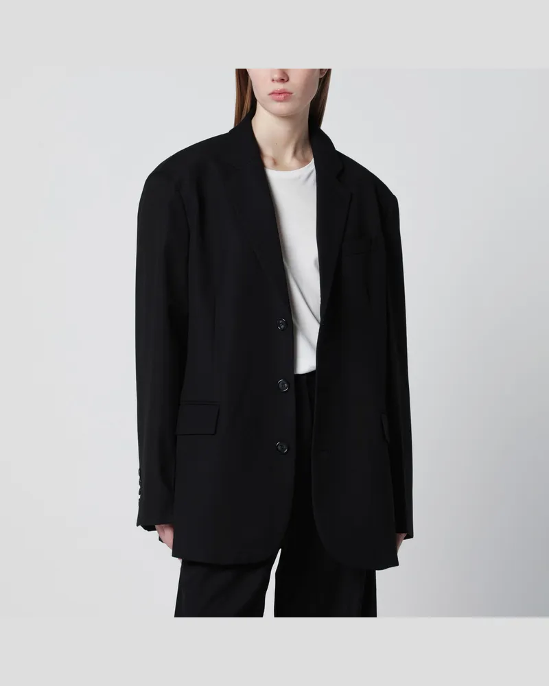 FRANKIE Shop Schwarzer oversized einreihiger Gelso-Blazer Black