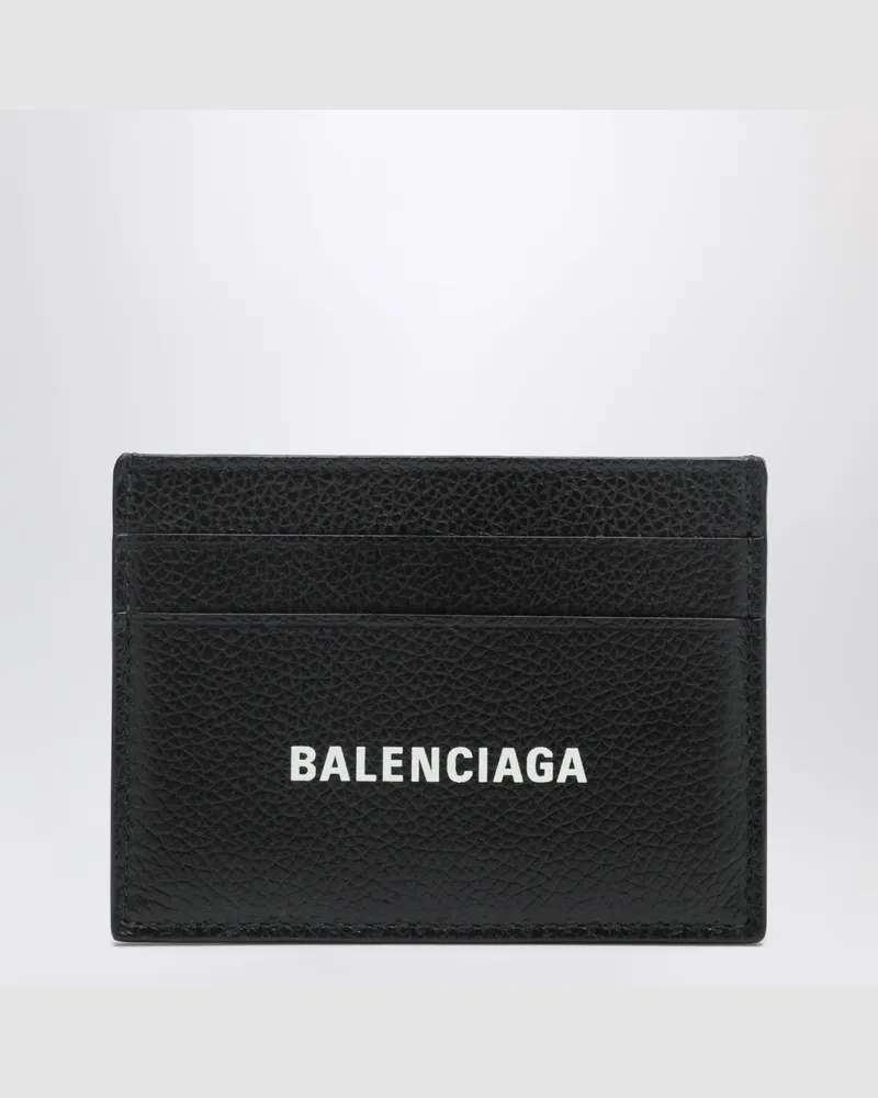 Balenciaga Cash Kartenetui aus schwarzem genarbtem Leder Black