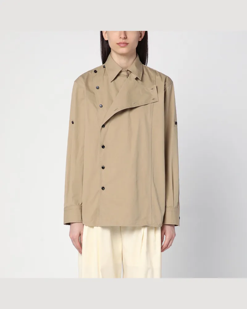 Bottega Veneta Wüstenfarbene Bluse aus Baumwolltwill Beige