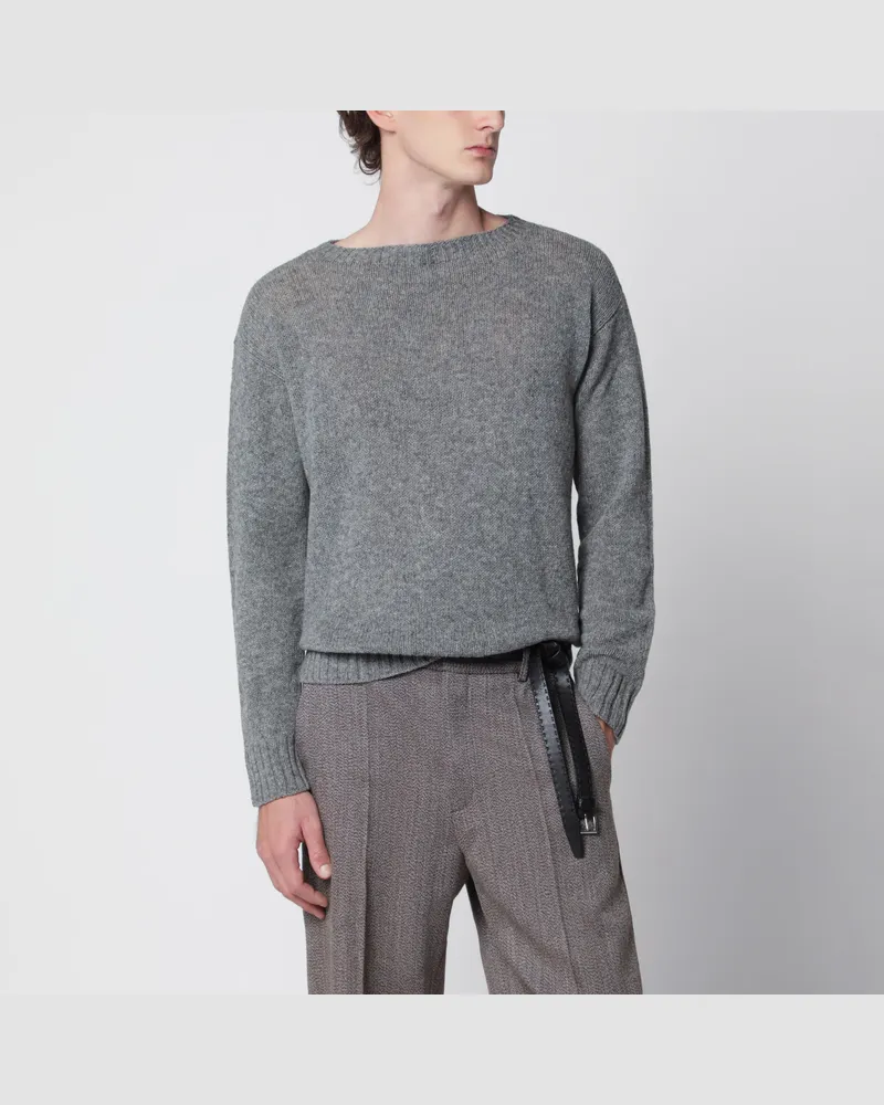 Prada Grauer Rundhalspullover aus Wolle Grey