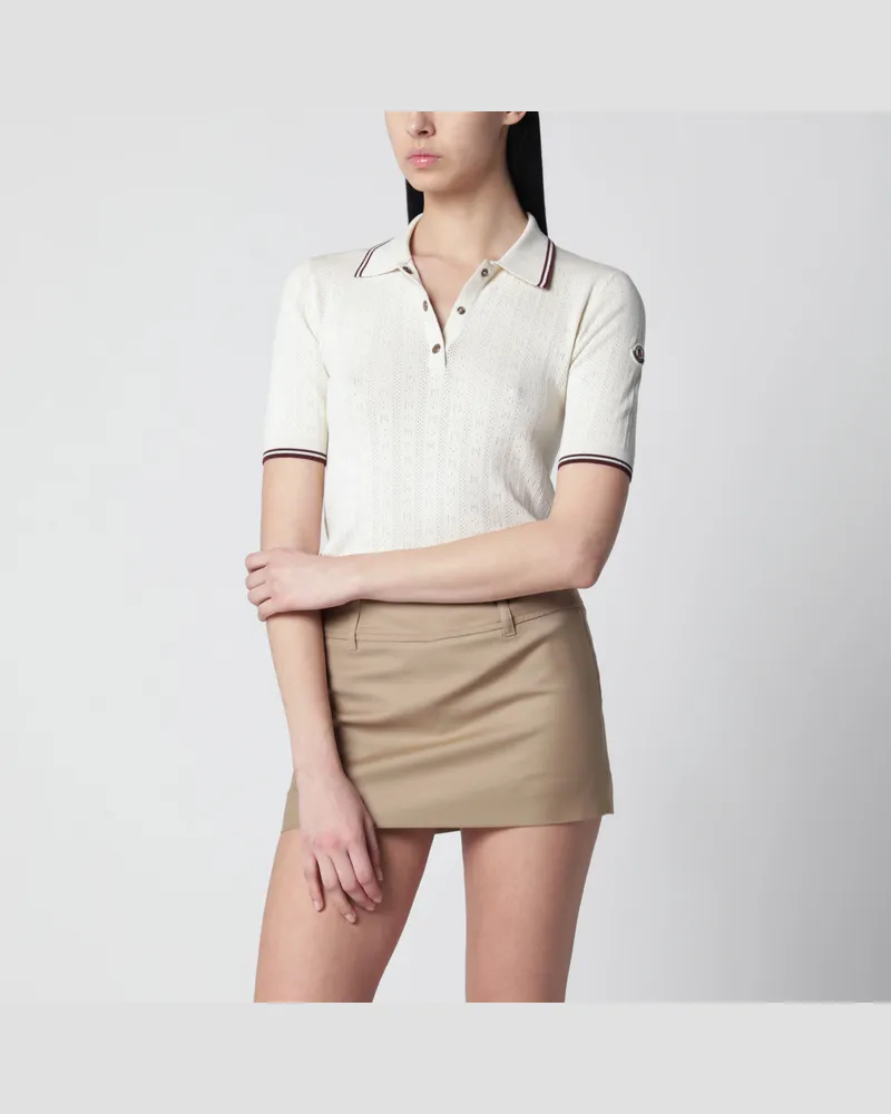 Moncler Weißes Baumwoll-Poloshirt mit Rautenmuster White