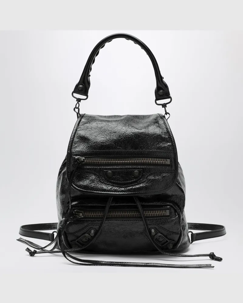 Balenciaga Le City Mini Rucksack aus schwarzem Lammleder Black