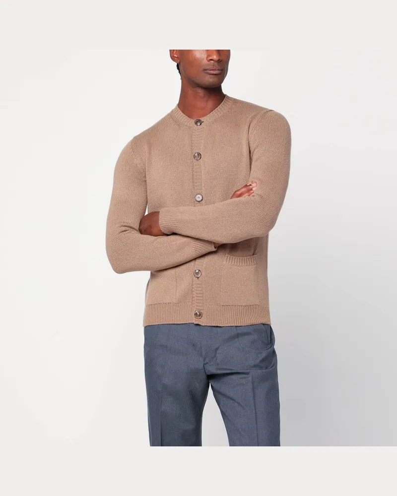 Prada Kamelbraune Strickjacke aus Kaschmir Braun