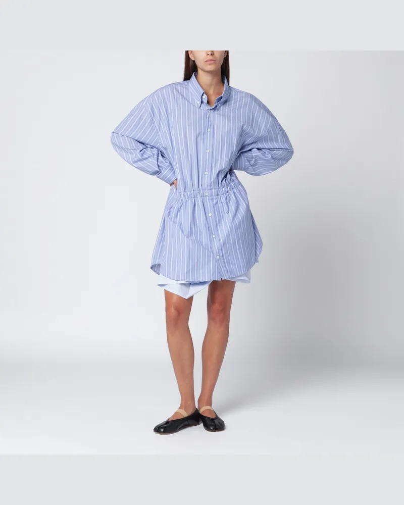 Maison Margiela Hellblaues gestreiftes Hemdblusenkleid 
