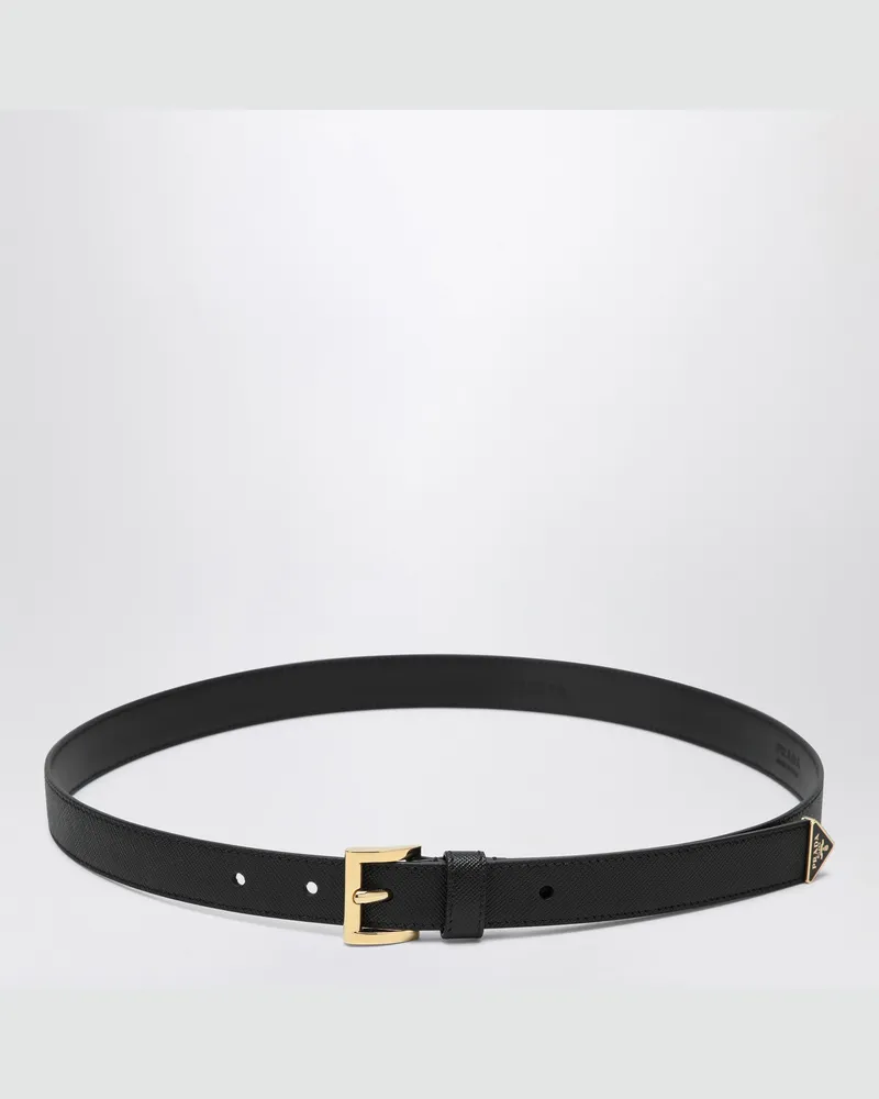 Prada Schwarzer Saffiano-Ledergürtel Black