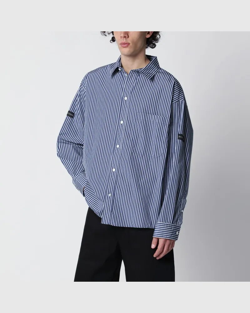 Balenciaga Oversize-Hemd mit marineblau-weißen Streifen Blau