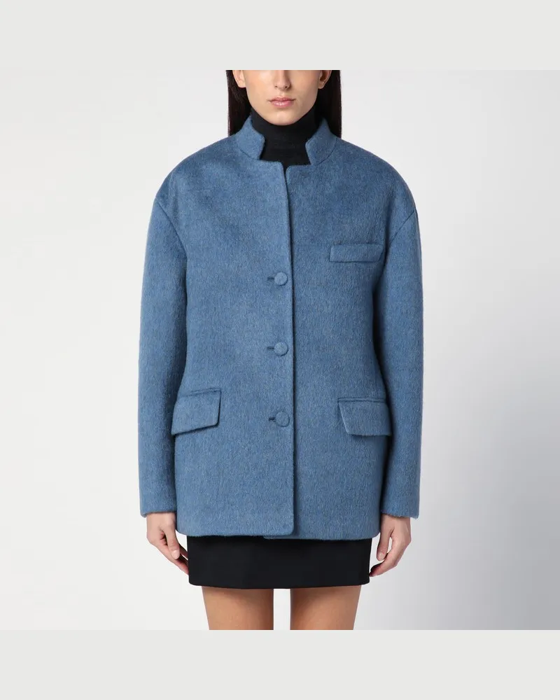 Gucci Aviator-grau melierte Jacke aus Wollgemisch Hellblau