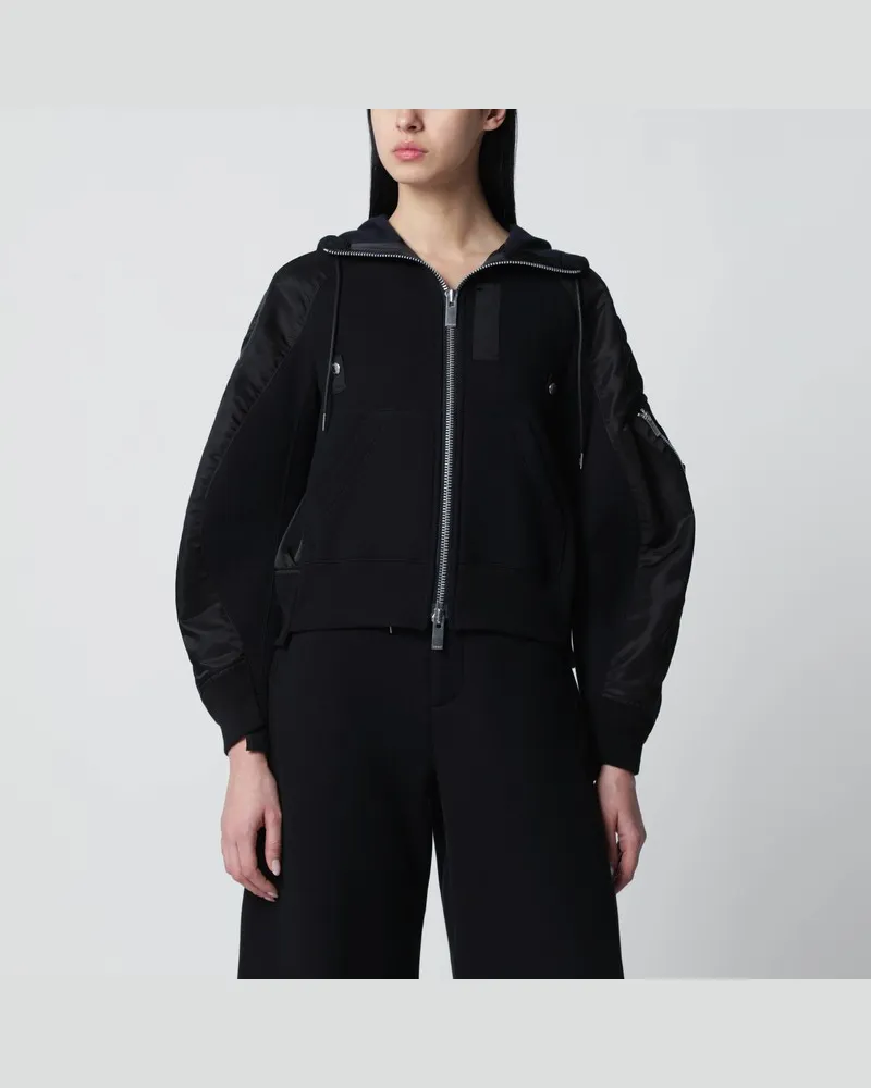 Sacai Schwarzer Hoodie aus Baumwollmischung Schwarz