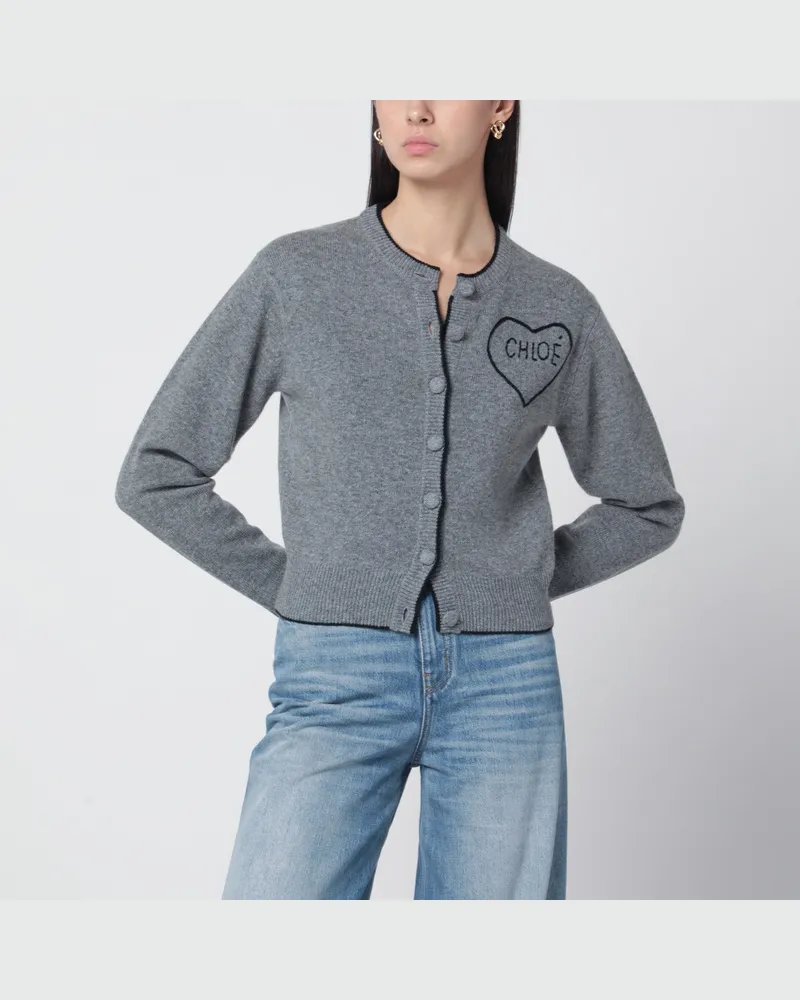 Chloé Grauer Cardigan aus Wolle und Kaschmir Grey