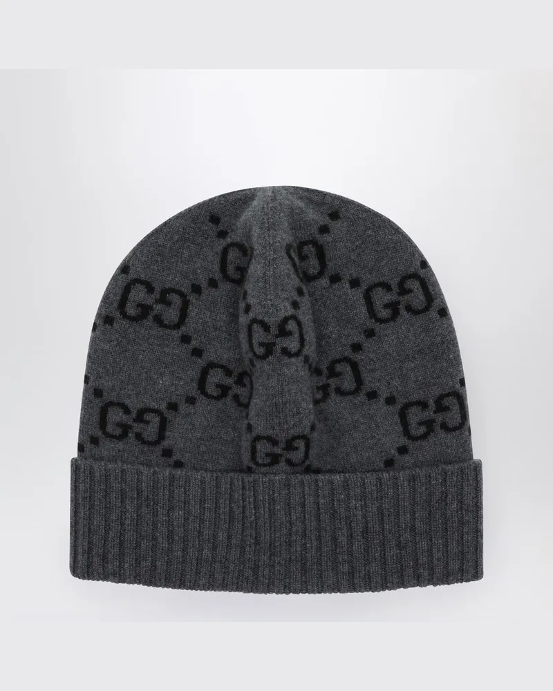 Gucci Graue GG-Beanie aus Kaschmir Grau