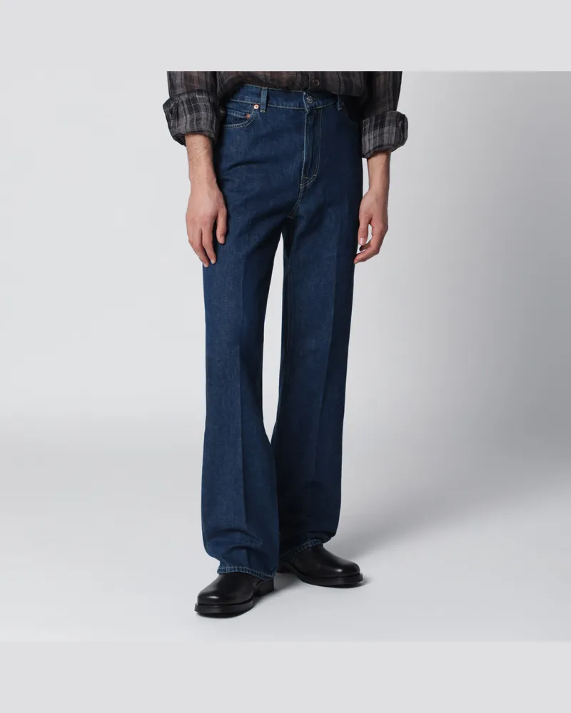 Our Legacy Jeans 70s Cut mit Bügelfalten aus Indigo-Denim blau Blue