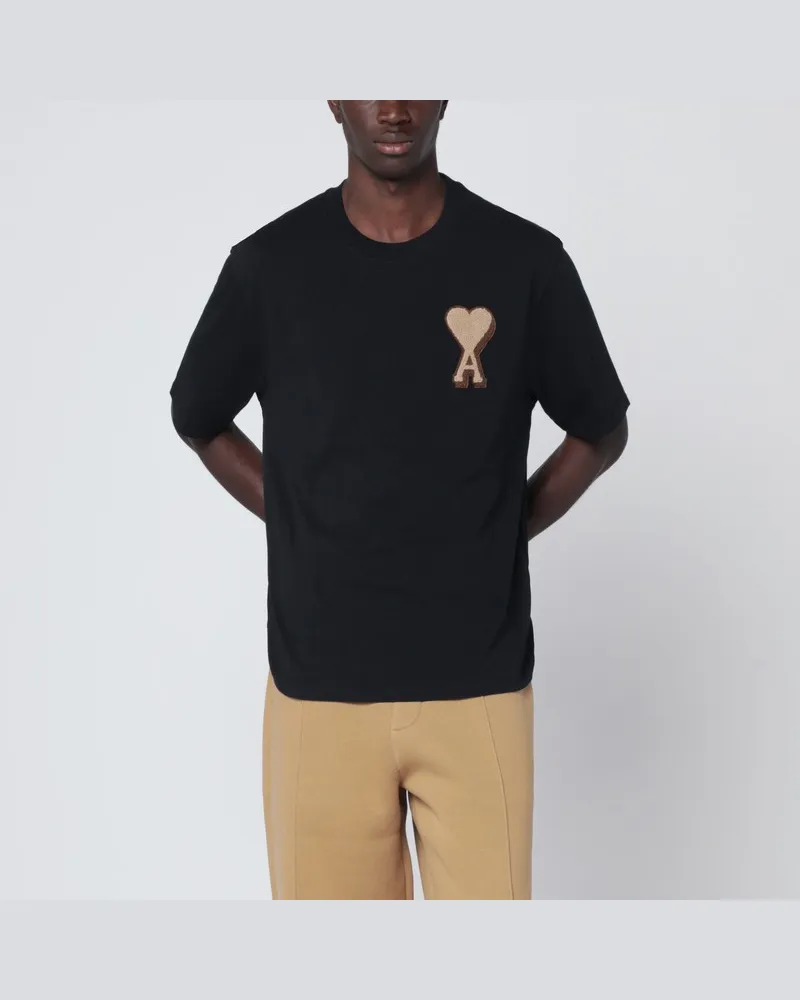 AMI Paris Schwarzes Ami De Coeur T-Shirt Schwarz