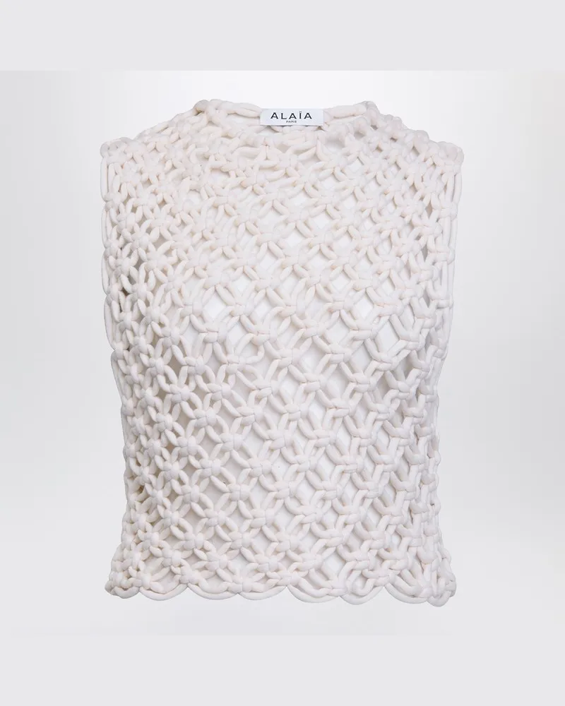 Alaïa Weiße ärmellose Knotentop Weiß