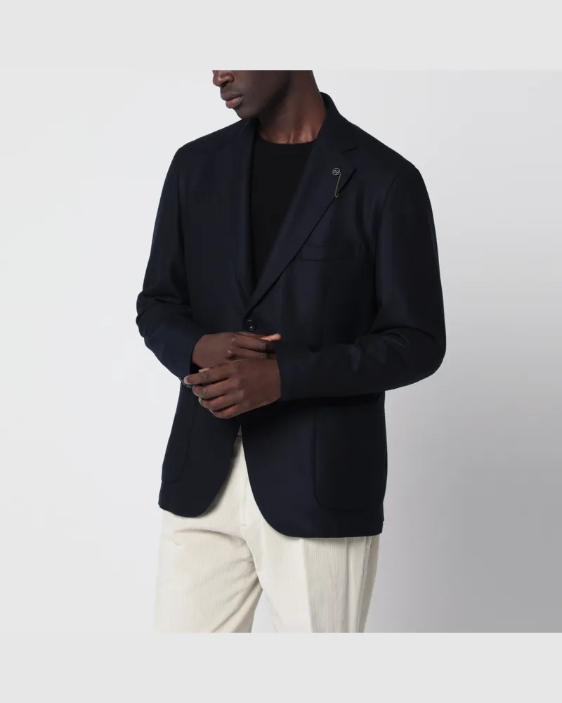 Biagio Santaniello Blue single-breasted jacket in wool Blue