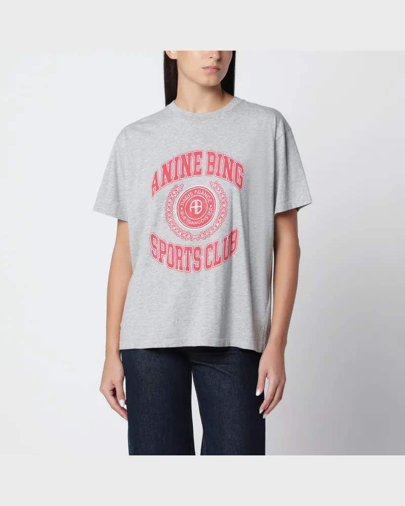 Anine Bing Cade Tee Collegiate graues Baumwoll-T-Shirt Grey