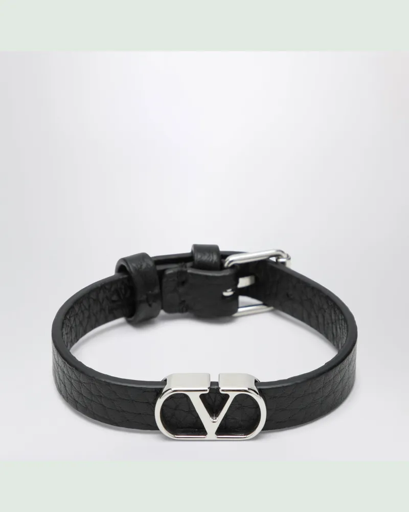 Valentino Garavani VLogo Signature Armband aus Kalbsleder in Schwarz Black